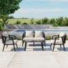 ModernLuxe 4-Piece Outdoor Patio Conversation Set with Rope Woven Chairs