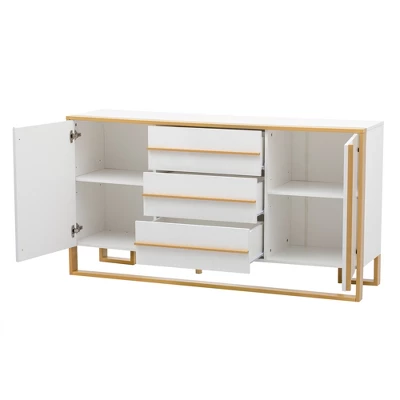 Contemporary 59" Sideboard With Large Storage And Gold Metal Legs - ModernLuxe 10 Contemporary 59" Sideboard With Large Storage And Gold Metal Legs - ModernLuxe - Image 8