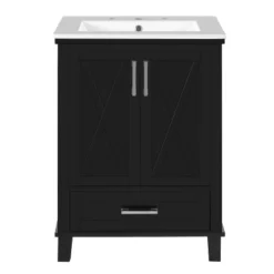 24"/30"W Bathroom Vanity With Ceramic Basin, Bathroom Storage Cabinet With Divided Drawer, Door Shelves & Soft Close Door - ModernLuxe 26 24"/30"W Bathroom Vanity With Ceramic Basin, Bathroom Storage Cabinet With Divided Drawer, Door Shelves & Soft Close Door - ModernLuxe -Luxe Furniture Sale GUEST f3a3d394 e3f2 48fc 946b 24b2a30e0be5
