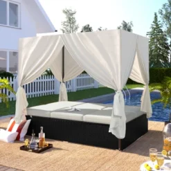 ModernLuxe Outdoor Wicker Sunbed Daybed with Adjustable Backrest and Privacy Canopy -Luxe Furniture Sale GUEST f40ca01f 3bb1 4167 9433 ab2dc6bad88c