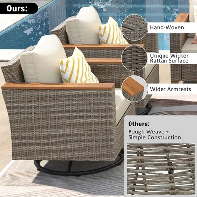 ModernLuxe 8-Piece Wicker Patio Set with Swivel Rocking Chairs 9 ModernLuxe 8-Piece Wicker Patio Set with Swivel Rocking Chairs - Image 7