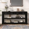 62.2" Stylish Console Table Table With 4 Storage Drawers And 2 Shelves For Entryway Hallway 4M - ModernLuxe -Luxe Furniture Sale GUEST f4313305 7380 42f3 8815 b9b2cc7b5d9a