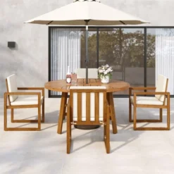 ModernLuxe 5-Piece Acacia Wood Outdoor Dining Set with 4 Armchairs & Round Table 32 ModernLuxe 5-Piece Acacia Wood Outdoor Dining Set with 4 Armchairs & Round Table -Luxe Furniture Sale GUEST f44c85af 8312 49a1 a22f 34134e28c8b9