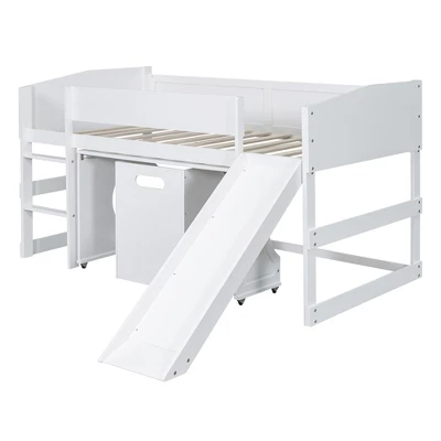 ModernLuxe Low Study Loft Bed with Portable Rolling Desk and Matching Chair 8 ModernLuxe Low Study Loft Bed with Portable Rolling Desk and Matching Chair - Image 6