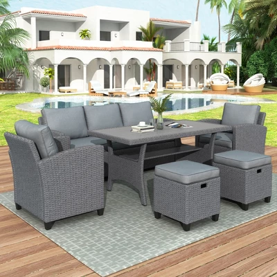 ModernLuxe 6-Piece Outdoor Rattan Wicker Patio Conversation & Dining Set 15 ModernLuxe 6-Piece Outdoor Rattan Wicker Patio Conversation & Dining Set - Image 13