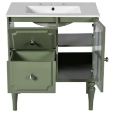 ModernLuxe 30" Retro-Style Freestanding Bathroom Vanity with Ceramic Sink - Green -Luxe Furniture Sale GUEST f536963a deb4 49d9 b70f 04bc6a3ea01b