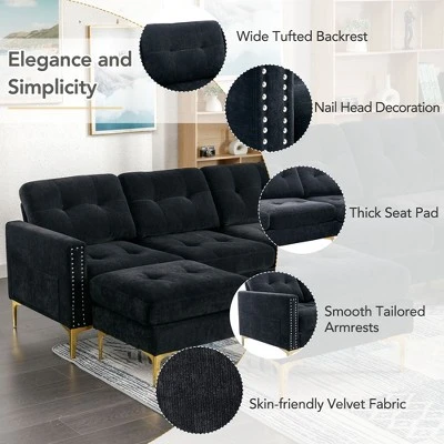111" U-Shape Convertible Sectional Sofa Couch With Movable Ottoman-ModernLuxe 6 111" U-Shape Convertible Sectional Sofa Couch With Movable Ottoman-ModernLuxe - Image 4