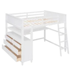 ModernLuxe Full Size Wooden Loft Bed with Desk and Storage Drawers -Luxe Furniture Sale GUEST f58bb31e d303 4436 874f 38ae2579ac74