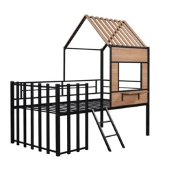 ModernLuxe Twin Size Metal Loft Bed with Playhouse Roof and Windows -Luxe Furniture Sale GUEST f5d747ac d17e 4fad a5c0 b0415fe6e818