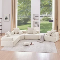 1/2/3/4pcs Oversized Modular Sectional Sofa, Boucle Convertible Floor Sofa Couch Set 4B -ModernLuxe