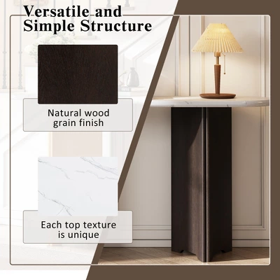 ModernLuxe 53.9" Modern Entryway Console Table with Oval Marble-Style Top and Solid Wood Curved Legs 7 ModernLuxe 53.9" Modern Entryway Console Table with Oval Marble-Style Top and Solid Wood Curved Legs - Image 5