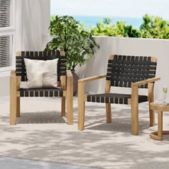 ModernLuxe Acacia Wood & Woven Rope Outdoor Patio Seating Collection