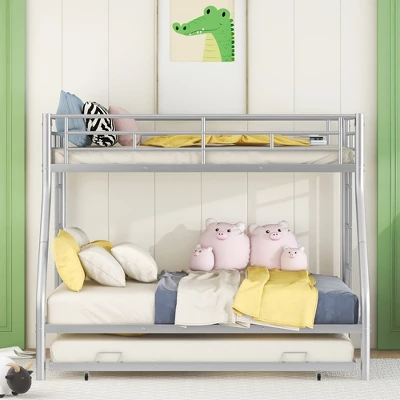 ModernLuxe Twin Over Full Steel Bunk Bed with Twin Size Trundle and Dual Ladders 3 ModernLuxe Twin Over Full Steel Bunk Bed with Twin Size Trundle and Dual Ladders