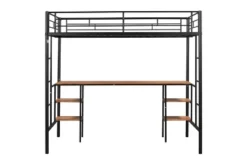 ModernLuxe Metal Twin Size Low Loft Bed with Integrated Desk and Storage Shelves 16 ModernLuxe Metal Twin Size Low Loft Bed with Integrated Desk and Storage Shelves -Luxe Furniture Sale GUEST f81325c7 6001 42ee b1e5 e5ffbe180951