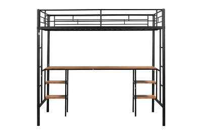 ModernLuxe Metal Twin Size Low Loft Bed with Integrated Desk and Storage Shelves 8 ModernLuxe Metal Twin Size Low Loft Bed with Integrated Desk and Storage Shelves - Image 6