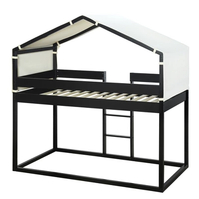 ModernLuxe Wood Twin Over Twin Bunk Bed with Play Tent and House Frame 8 ModernLuxe Wood Twin Over Twin Bunk Bed with Play Tent and House Frame - Image 6