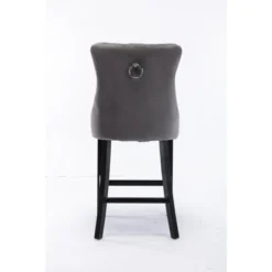 Set Of 2 Velvet Upholstered Barstools With Button Tufted Decoration, Chrome Nailhead Trim And Wooden Legs-ModernLuxe -Luxe Furniture Sale GUEST f8a30f90 1771 4f48 97b0 60a8fcaac0de