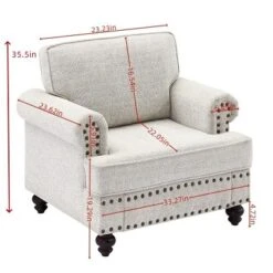 Upholstered 3 Seat/Loveseat/1 Seat Sofa Couches With Nailhead Accents, Scrolled Armrests, And Turned Legs-ModernLuxe