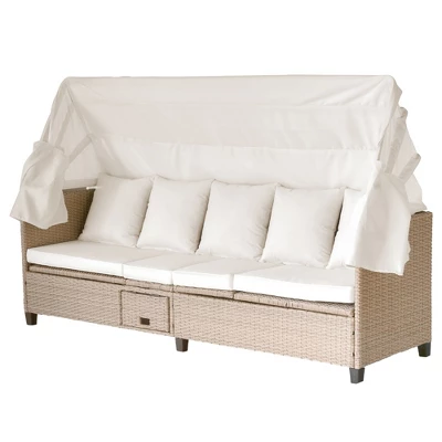 ModernLuxe 4-Piece Outdoor Wicker Sofa Set with Retractable Canopy & Lifting Table 10 ModernLuxe 4-Piece Outdoor Wicker Sofa Set with Retractable Canopy & Lifting Table - Image 8