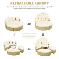 ModernLuxe Round Outdoor Rattan Sectional Daybed with Retractable Canopy -Luxe Furniture Sale GUEST f9589cb8 d247 46fd ac79 55571ede0235