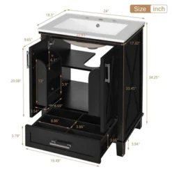 24"/30"W Bathroom Vanity With Ceramic Basin, Bathroom Storage Cabinet With Divided Drawer, Door Shelves & Soft Close Door - ModernLuxe 23 24"/30"W Bathroom Vanity With Ceramic Basin, Bathroom Storage Cabinet With Divided Drawer, Door Shelves & Soft Close Door - ModernLuxe -Luxe Furniture Sale GUEST f9716148 3fd2 448f bb16 3ad3384ecb22