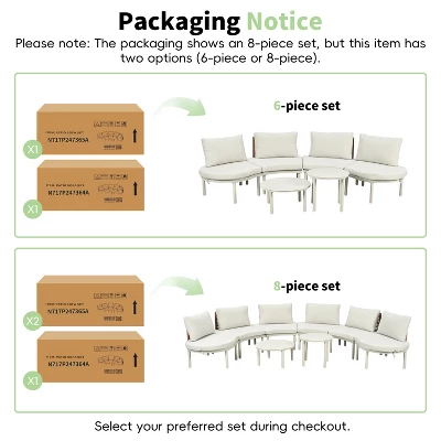 ModernLuxe 6/8-Piece Modular Half Moon Outdoor Sectional Set with Nesting Coffee Tables 7 ModernLuxe 6/8-Piece Modular Half Moon Outdoor Sectional Set with Nesting Coffee Tables - Image 5