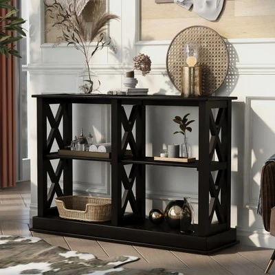 Accent Console Table With 3-Tier Open Storage Spaces-ModernLuxe 11 Accent Console Table With 3-Tier Open Storage Spaces-ModernLuxe - Image 9