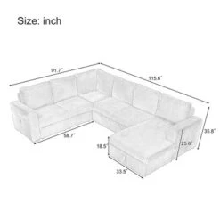 U-Shaped Modular Sofa With Storage Lounge Chair, 6-Seater Oversized Sofa With USB Interface - ModernLuxe -Luxe Furniture Sale GUEST faefd47d 80b4 4187 89d0 c0c2262a1999