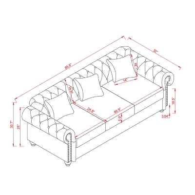 ModernLuxe 85.8" Chesterfield Sofa - Classic Tufted 3-Seat Couch with Hidden Storage 10 ModernLuxe 85.8" Chesterfield Sofa - Classic Tufted 3-Seat Couch with Hidden Storage - Image 8