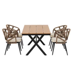 ModernLuxe 5-Piece Outdoor Dining Set: Rectangular Table & Rope-Woven Chairs -Luxe Furniture Sale GUEST fb849561 02ee 4164 8678 9d6fee8bb3e6