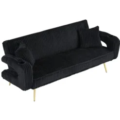 ModernLuxe Sofa Bed Corduroy Upholstered Sofa Convertible Couch Sleeper Sofa With Throw Pillow, Pink/Orange/Black/White 18 ModernLuxe Sofa Bed Corduroy Upholstered Sofa Convertible Couch Sleeper Sofa With Throw Pillow, Pink/Orange/Black/White -Luxe Furniture Sale GUEST fbefefc5 52f9 4c1d aace 7f5e8ea5f842