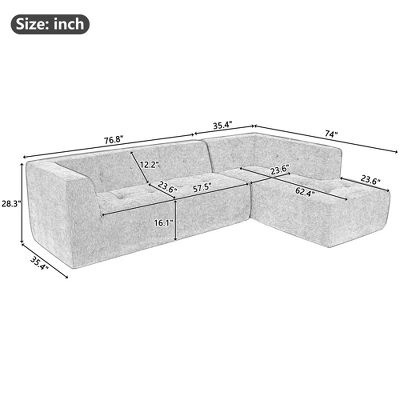 ModernLuxe 112.2"W Minimalist L-Shaped Modular Sofa Set in Chenille 5 ModernLuxe 112.2"W Minimalist L-Shaped Modular Sofa Set in Chenille - Image 3