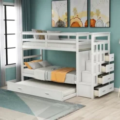 ModernLuxe Twin Over Twin Wood Bunk Bed with 4 Drawers, Trundle and Staircase 26 ModernLuxe Twin Over Twin Wood Bunk Bed with 4 Drawers, Trundle and Staircase -Luxe Furniture Sale GUEST fc0825a9 92bb 4880 bafb d96017352548