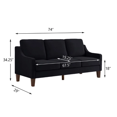 Single/Loveseat/3-Piece Seat Upholstered Sofa Chair/Couch With Scooped Armrest And Wooden Legs, Navy/Black/Taupe, 4W-ModernLuxe 4 Single/Loveseat/3-Piece Seat Upholstered Sofa Chair/Couch With Scooped Armrest And Wooden Legs, Navy/Black/Taupe, 4W-ModernLuxe - Image 2