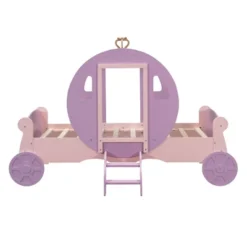 Twin Size Princess Carriage Bed With Crown, Wood Platform Car Bed With Stair-ModernLuxe -Luxe Furniture Sale GUEST fca438f5 e928 40ec 9835 4b959ff11cb7