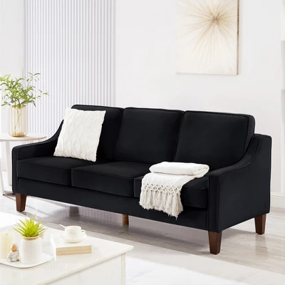 Single/Loveseat/3-Piece Seat Upholstered Sofa Chair/Couch With Scooped Armrest And Wooden Legs, Navy/Black/Taupe, 4W-ModernLuxe 3 Single/Loveseat/3-Piece Seat Upholstered Sofa Chair/Couch With Scooped Armrest And Wooden Legs, Navy/Black/Taupe, 4W-ModernLuxe