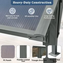 ModernLuxe 14.76 x 9.22 FT Wall-Mounted Gazebo, All-Weather Outdoor Pergola with PC Roof -Luxe Furniture Sale GUEST fd40b80f 8512 4b25 a37c e68d2ad86905