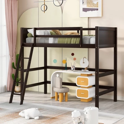 ModernLuxe Twin Size Wood Loft Bed with Ladder and Safety Rails 12 ModernLuxe Twin Size Wood Loft Bed with Ladder and Safety Rails - Image 10