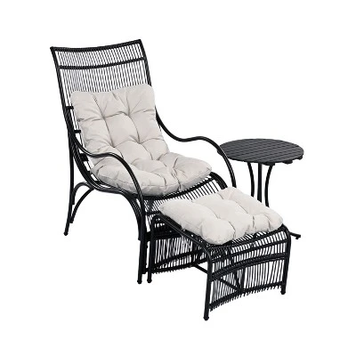 ModernLuxe 3-Piece Wicker Patio Furniture Set with Lounge Chair & Ottoman 4 ModernLuxe 3-Piece Wicker Patio Furniture Set with Lounge Chair & Ottoman - Image 2