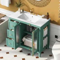 ModernLuxe 36" Solid Wood Bathroom Vanity with Soft-Close Doors and Ceramic Sink
