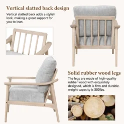 ModernLuxe Retro Accent Chair with Solid Wood Frame & Slatted Back -Luxe Furniture Sale GUEST fe38a98f e51d 4f82 ab3e f7f66a49b1ea