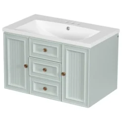 ModernLuxe 30" Mint Green Wall-Mounted Bathroom Vanity with Ceramic Sink 18 ModernLuxe 30" Mint Green Wall-Mounted Bathroom Vanity with Ceramic Sink -Luxe Furniture Sale GUEST fe6e488f ff7e 4458 be18 9045ef6a4450
