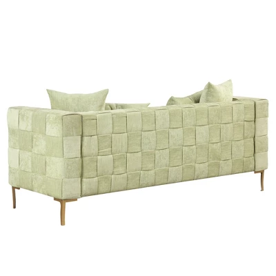 80.5" Modern Upholstered Sofa With Golden Metal Legs And 4 Pillows-ModernLuxe 12 80.5" Modern Upholstered Sofa With Golden Metal Legs And 4 Pillows-ModernLuxe - Image 10