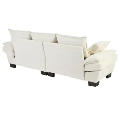 85.4"W Curved Sofa Couch, Corduroy Upholstered Wooden 3 Seater Sofa With 2 Throw Pillows 4S -ModernLuxe -Luxe Furniture Sale GUEST ff4ddaa9 4edf 4027 bf31 23343a6e6c82