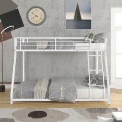 ModernLuxe Twin Over Full Metal Bunk Bed - Space-Saving Design with Ladder